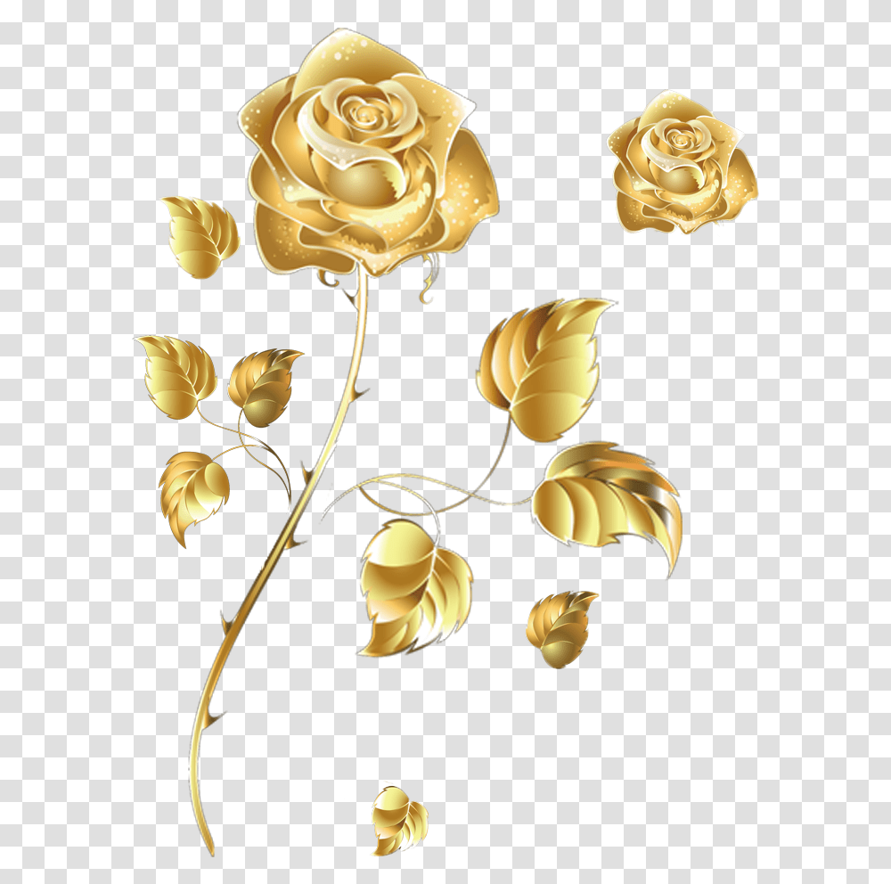 Clip Art Golden Color Flowers Gold Roses, Floral Design, Pattern, Plant Transparent Png
