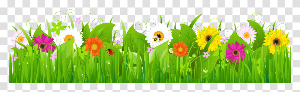 Clip Art Grass With Flowers, Green, Plant, Spring Transparent Png