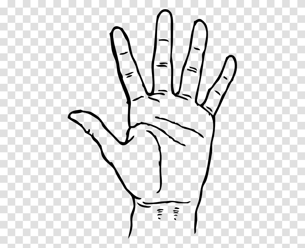 Clip Art Hand Palm Facing Out Black White Line, Drawing, Finger, Sketch Transparent Png