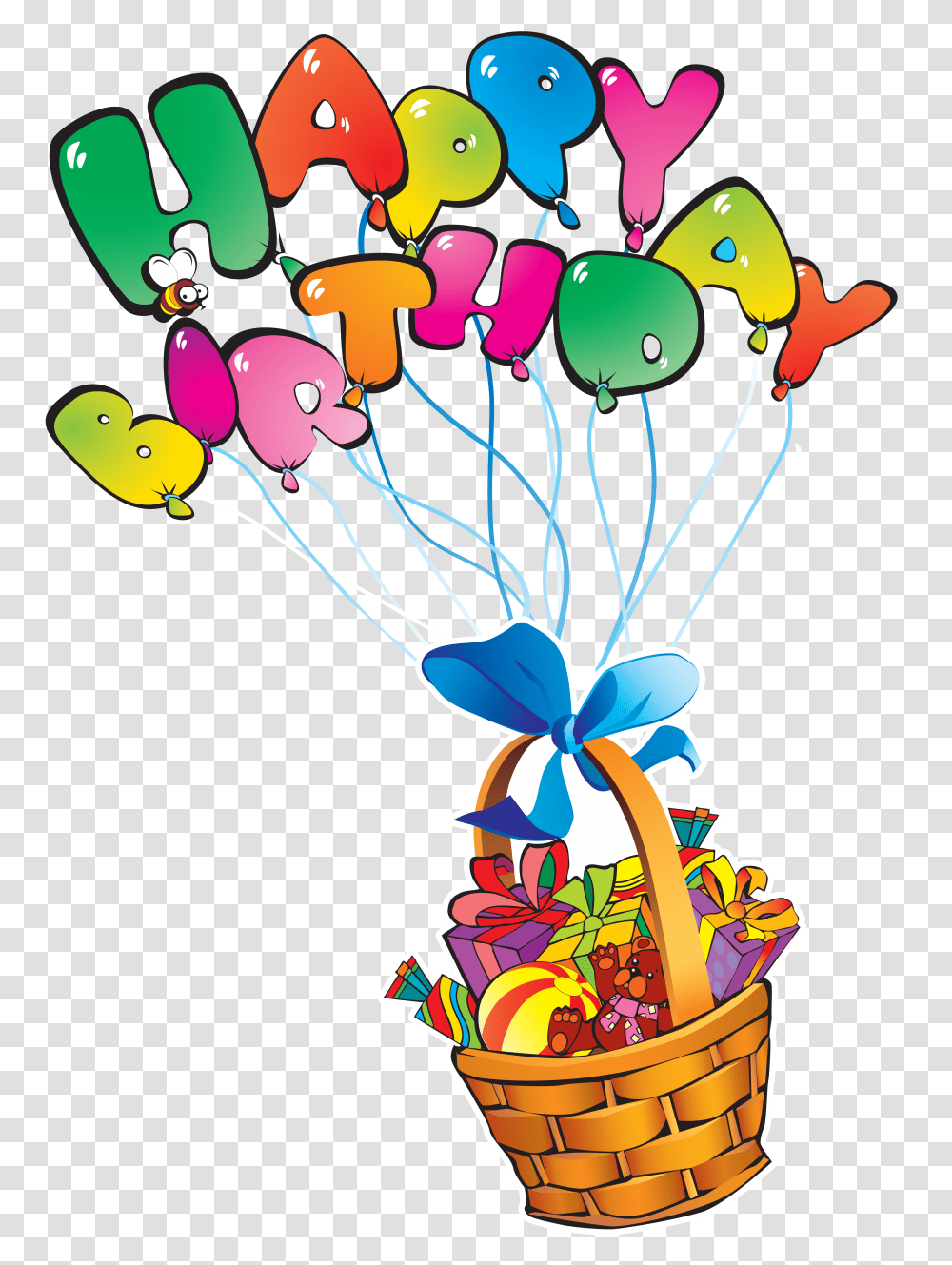 Clip Art Happy Birthday Roses Clipart, Basket, Balloon, Gift Transparent Png