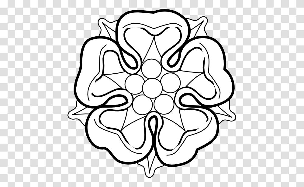 Clip Art Heraldic Rose Black White Line Art, Pattern, Star Symbol, Stencil Transparent Png