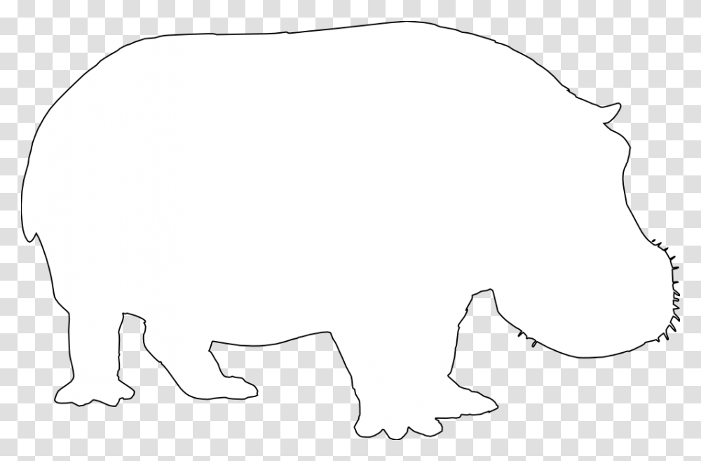 Clip Art Hippo Silhouette Black White Line Art, Mammal, Animal, Wildlife, Pig Transparent Png