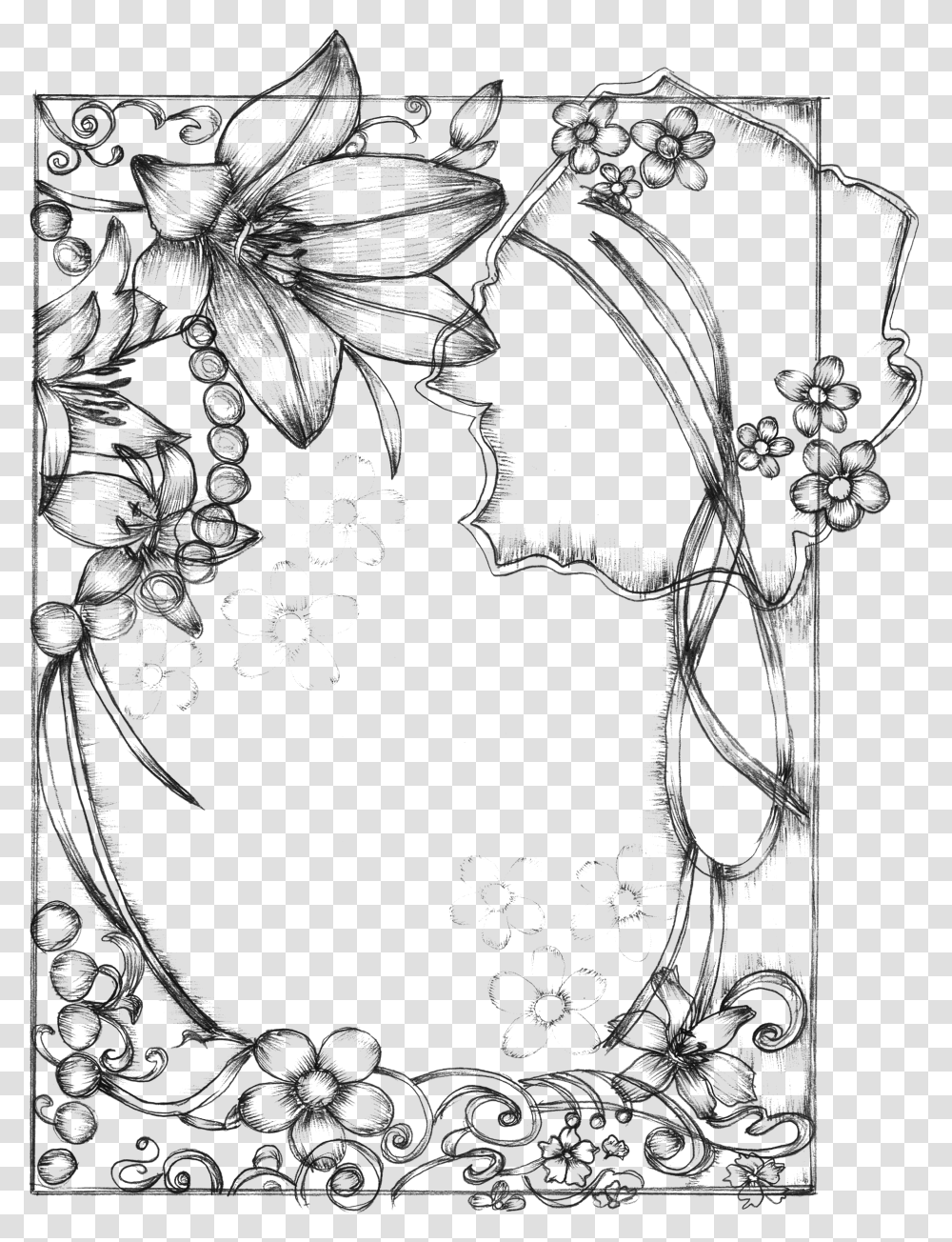 Clip Art How To Draw A Border Flower Design Drawing, Gray, World Of Warcraft Transparent Png