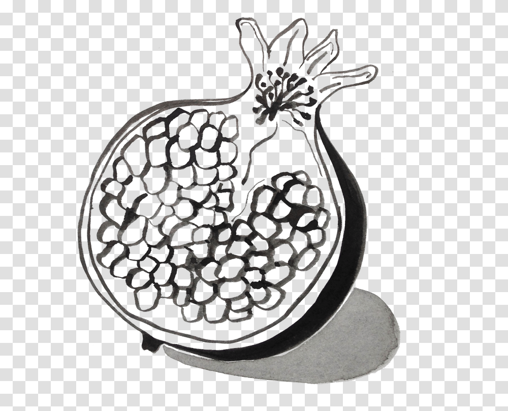 Clip Art How To Draw A Pomegranate Pomegranate Illustration Black And White, Chandelier, Lamp, Rug, Stencil Transparent Png