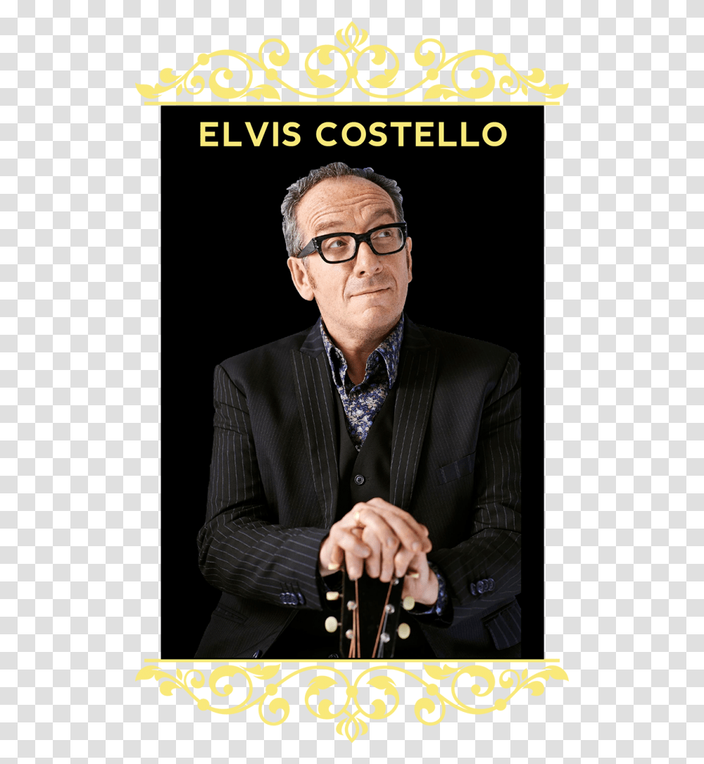 Clip Art John Travolta Kissing Man Launch Portraits Of Elvis Costello, Person, Glasses, Accessories, Suit Transparent Png