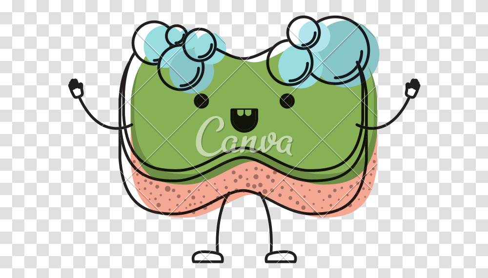 Clip Art Kawaii Sponge With Bubbles, Animal, Mouth, Food, Goggles Transparent Png