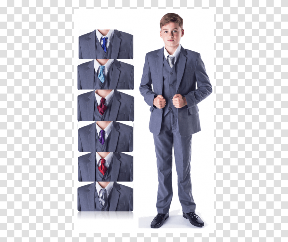 Clip Art Kid In Suit Color Of Shirt For Grey Suit, Overcoat, Tie, Accessories Transparent Png