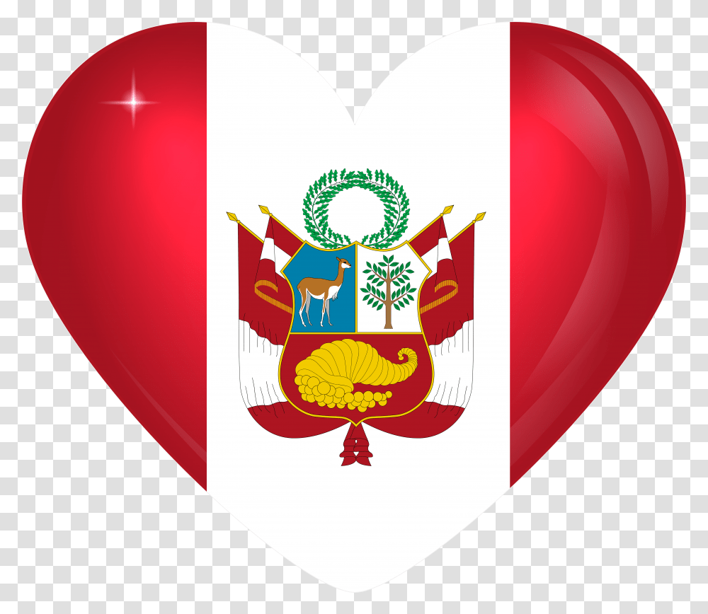 Clip Art Large Heart Flag Gallery Peru Flag Emblem, Balloon, Logo, Trademark Transparent Png