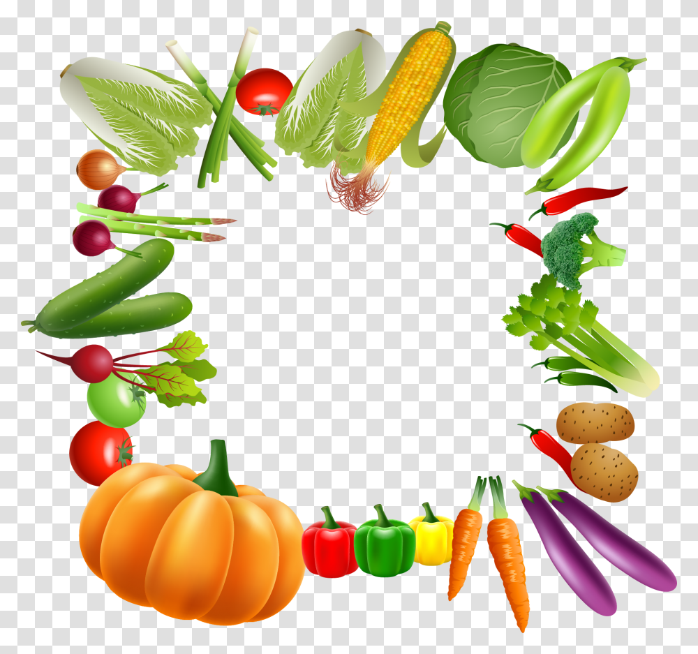 Clip Art Library Vegetable Border Clipart Fruits And Vegetables Frame, Plant, Vase, Jar, Pottery Transparent Png