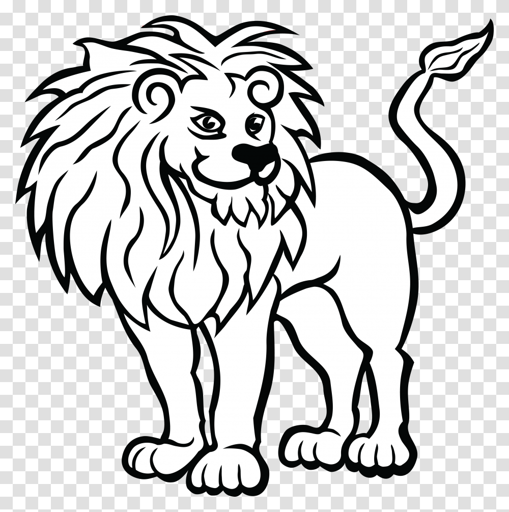 Clip Art Lion Black And White, Wildlife, Mammal, Animal, Stencil Transparent Png