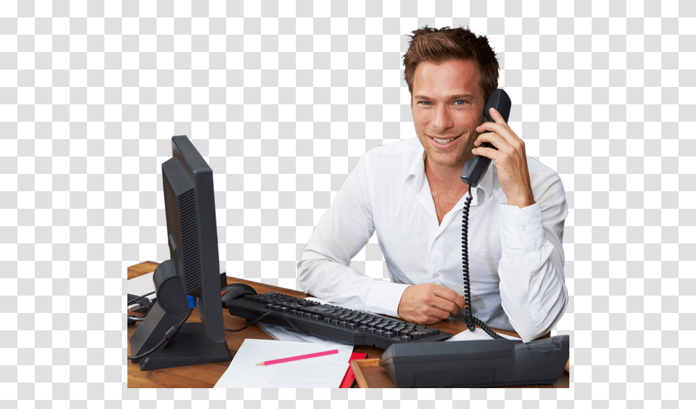 Clip Art Male Receptionist Male Receptionists, Person, Computer Keyboard, Electronics, Furniture Transparent Png