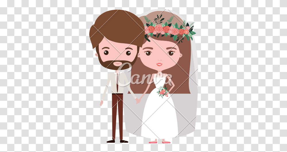 Clip Art Marriage Cartoon Bearded Groom Bride Clipart, Face, Robe, Fashion Transparent Png