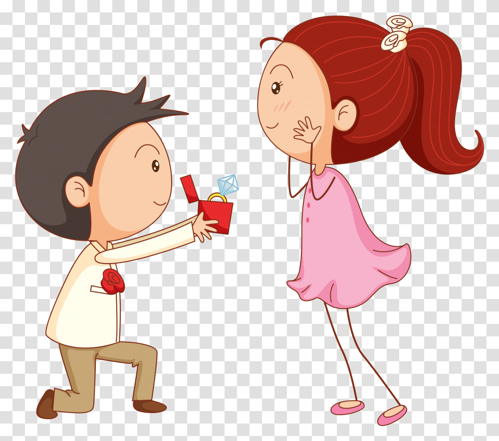 Clip Art Marriage Cartoon Propose Day Cartoon, Girl, Female, Kid, Food Transparent Png