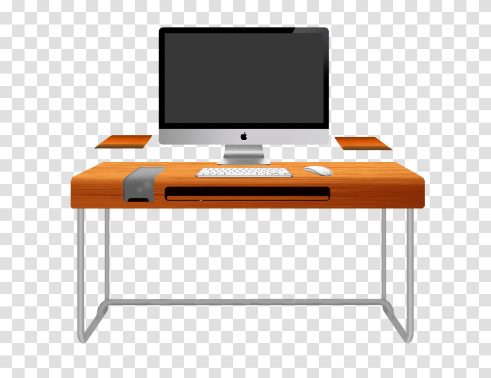 Clip Art Modern Orange Computer Desk Design With Black Keyboard Transparent Png