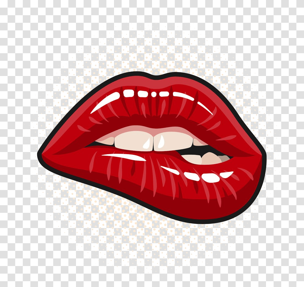 Clip Art Morder Os Labios Pop Art Biting Lip, Mouth, Cosmetics, Teeth, Lipstick Transparent Png