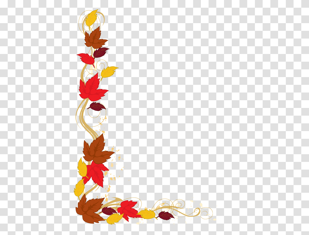 Clip Art Of A Background Of Autumn Leaves Falling From A Bare Tree, Leaf, Plant, Floral Design Transparent Png