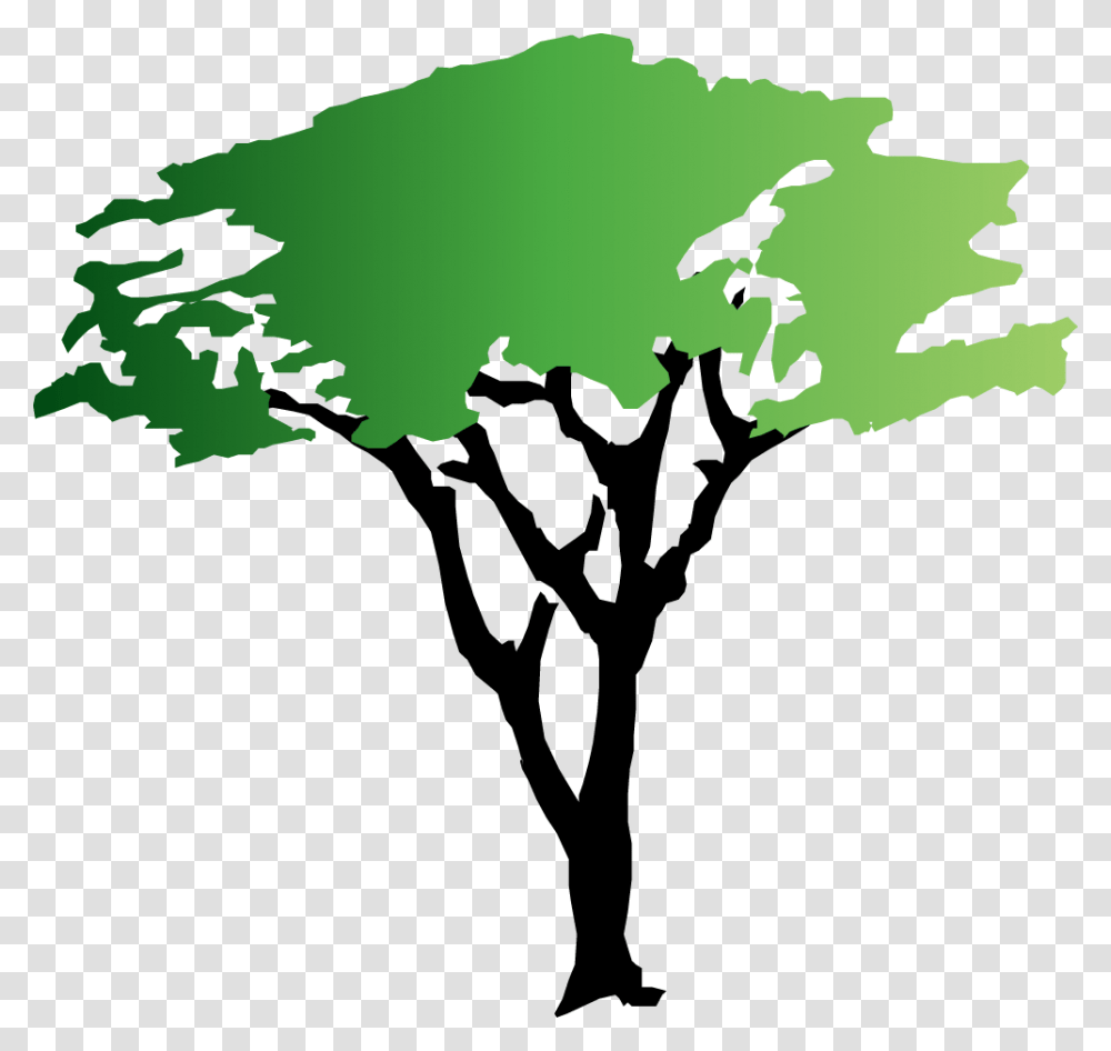 Clip Art Of A Tree, Leaf, Plant, Silhouette, Green Transparent Png