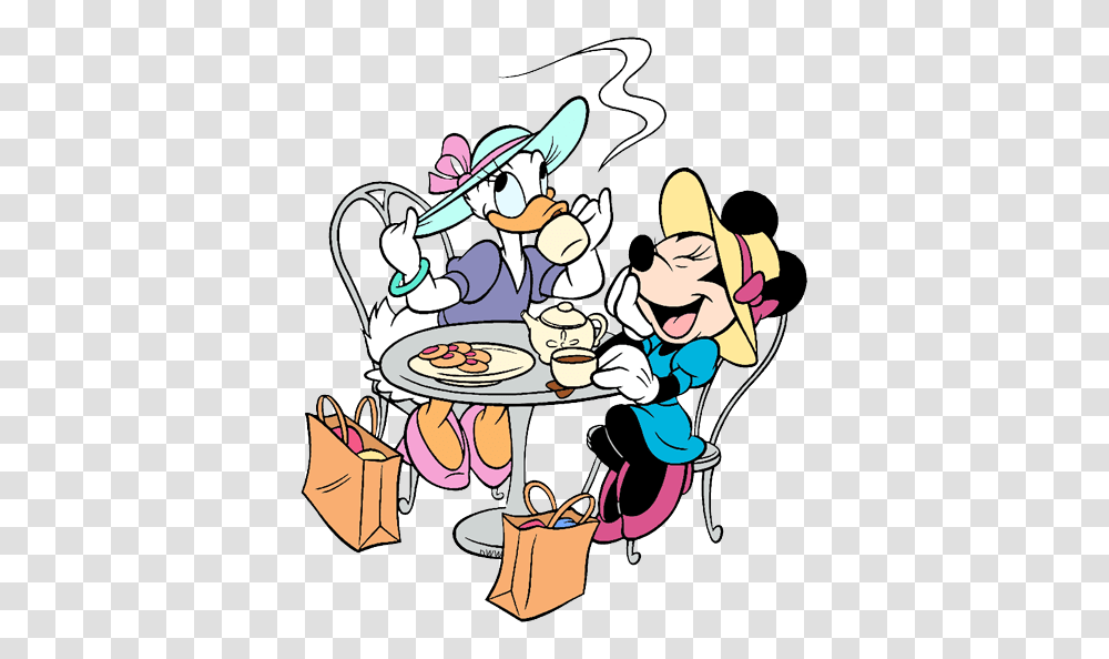 Clip Art Of Bffs Minnie And Daisy Taking A Shopping Break, Waiter, Painting, Washing, Dating Transparent Png
