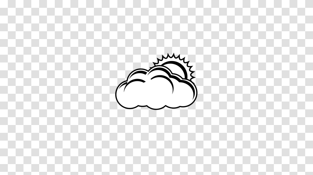 Clip Art Of Black And White Cloudy With Some Sun Day Sign Public, Stencil, Pillow, Cushion, Silhouette Transparent Png