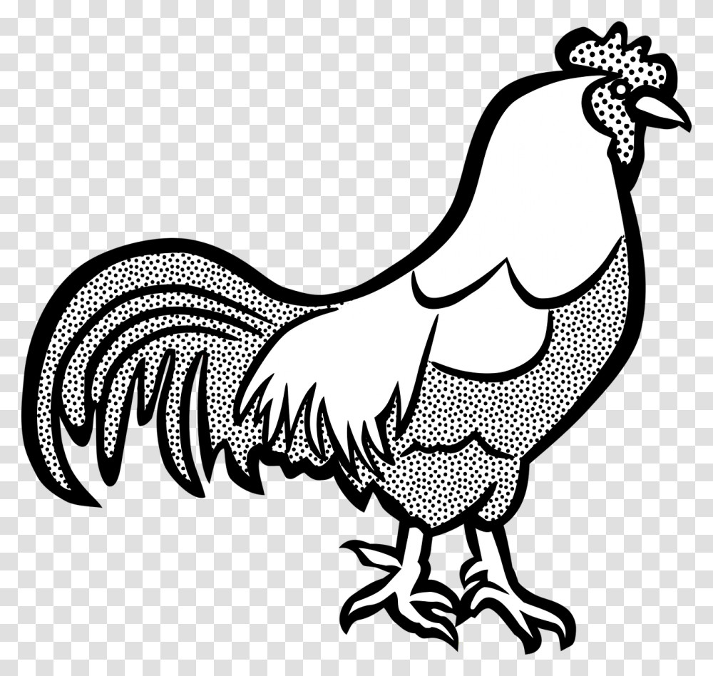 Clip Art Of Cock Black And White, Fowl, Bird, Animal, Poultry Transparent Png
