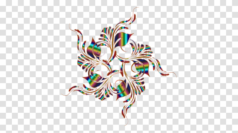 Clip Art Of Flower Shape With Colorful Lines, Pattern, Ornament, Fractal, Floral Design Transparent Png