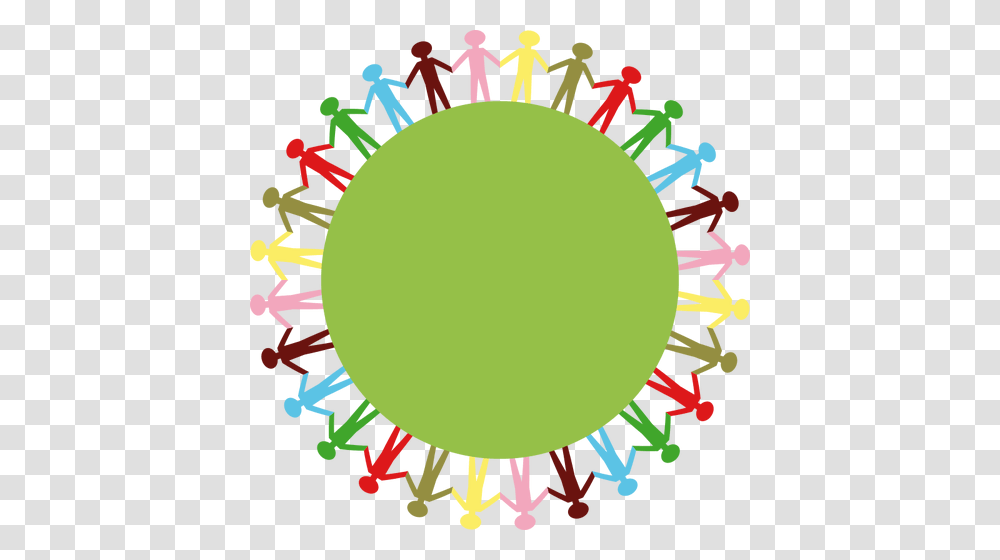 Clip Art Of People Holding Hands Around Green Circle Public, Outdoors, Nature, Rug, Pollen Transparent Png