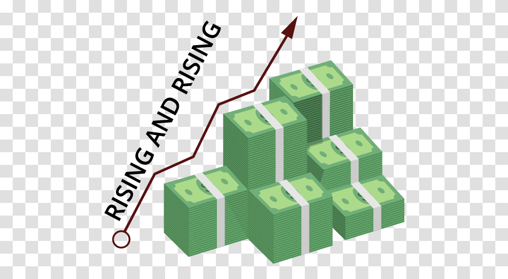 Clip Art Of Stacks Money Piled Up With A Arrow Pointing Graphic Design, Toy, Bush, Plant, Text Transparent Png