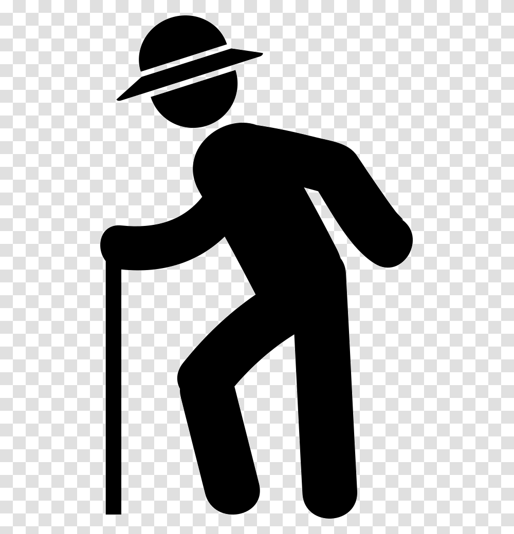 Clip Art Old Man Walking With Cane Old People Walking Icon, Silhouette, Pedestrian, Kneeling, Stencil Transparent Png