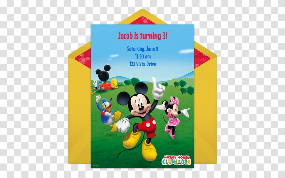 Clip Art Online Invitation Punchbowl Com Mickey Mouse Birthday Save The Date, Advertisement, Poster, Flyer, Paper Transparent Png