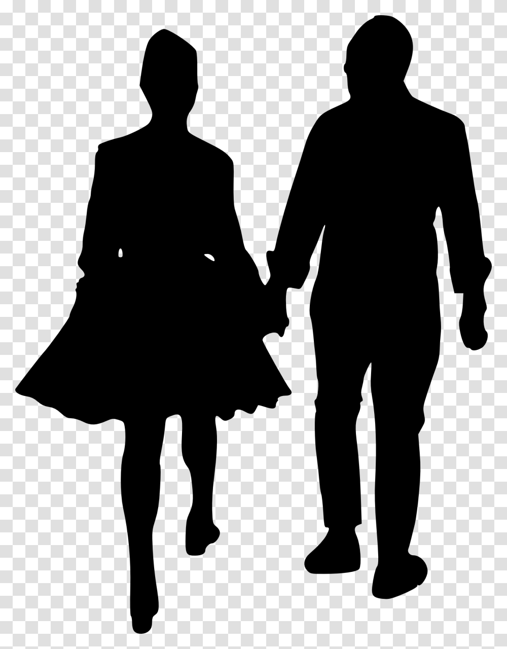 Clip Art Person Walking Silhouette People Walking Silhouette, Hand, Human, Holding Hands, Overcoat Transparent Png