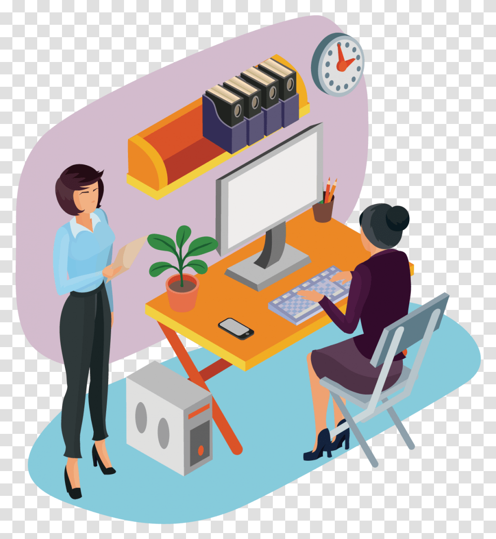 Clip Art Photography Businessperson Illustration Woman Work Office Desk Clipart, Human, Video Gaming Transparent Png