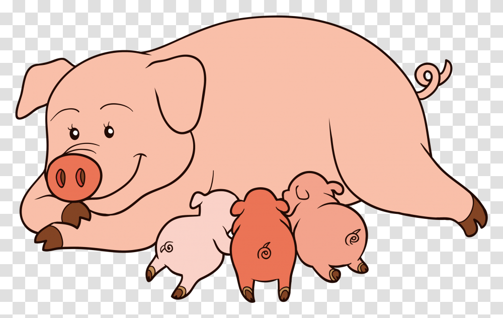 Clip Art Pig And Piglet Clipart, Mammal, Animal, Piggy Bank, Hog Transparent Png
