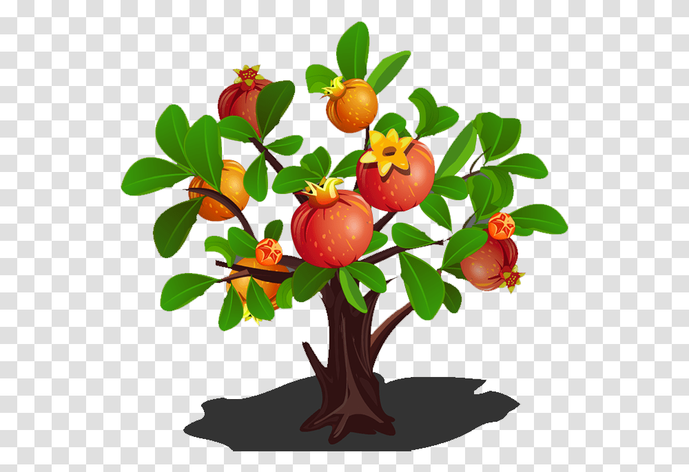Clip Art Pomegranate Tree Clipart Fruit Tree Cartoon, Plant, Food, Produce, Persimmon Transparent Png