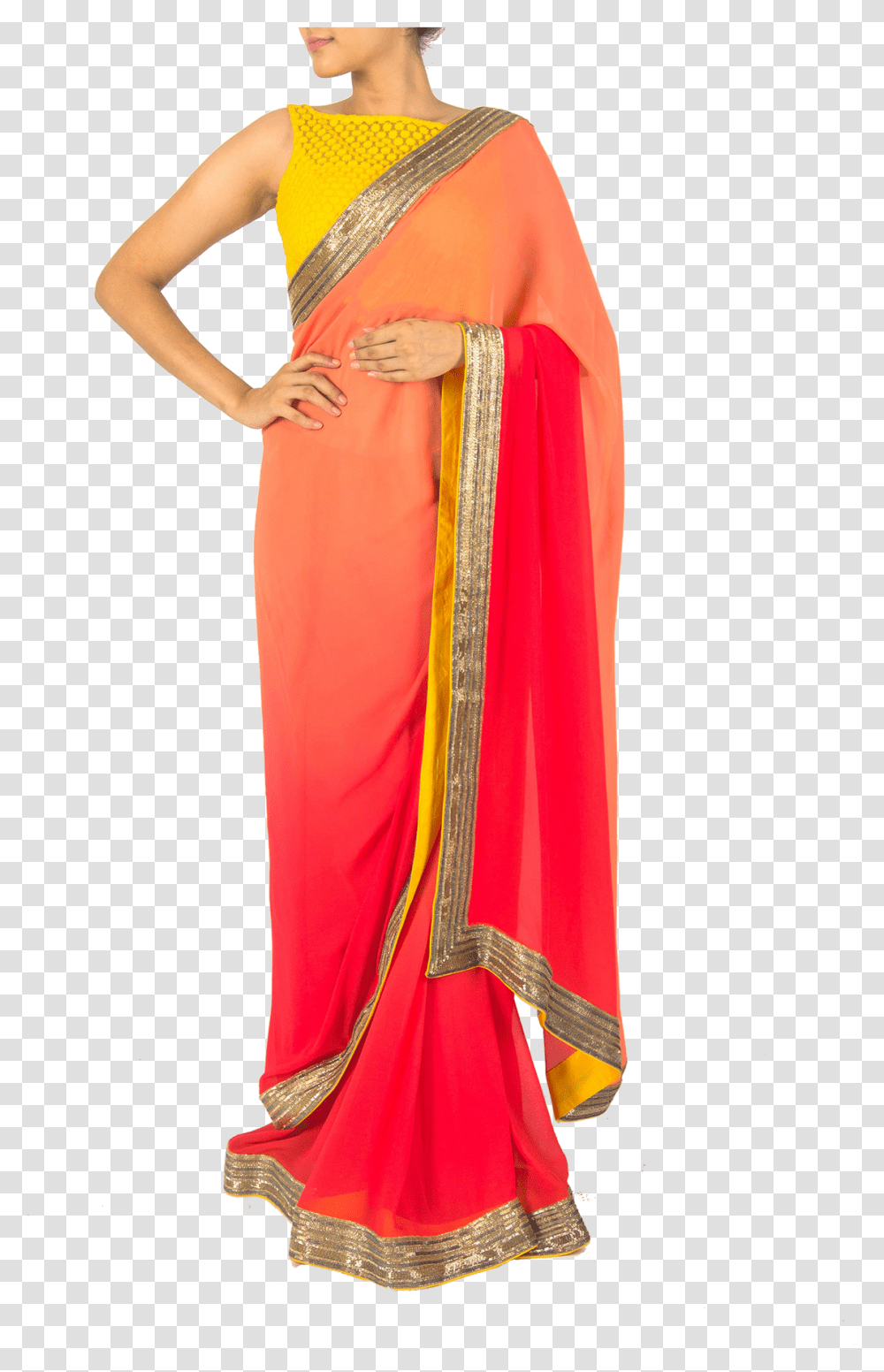 Clip Art Red Hombre Sari, Apparel, Silk, Person Transparent Png