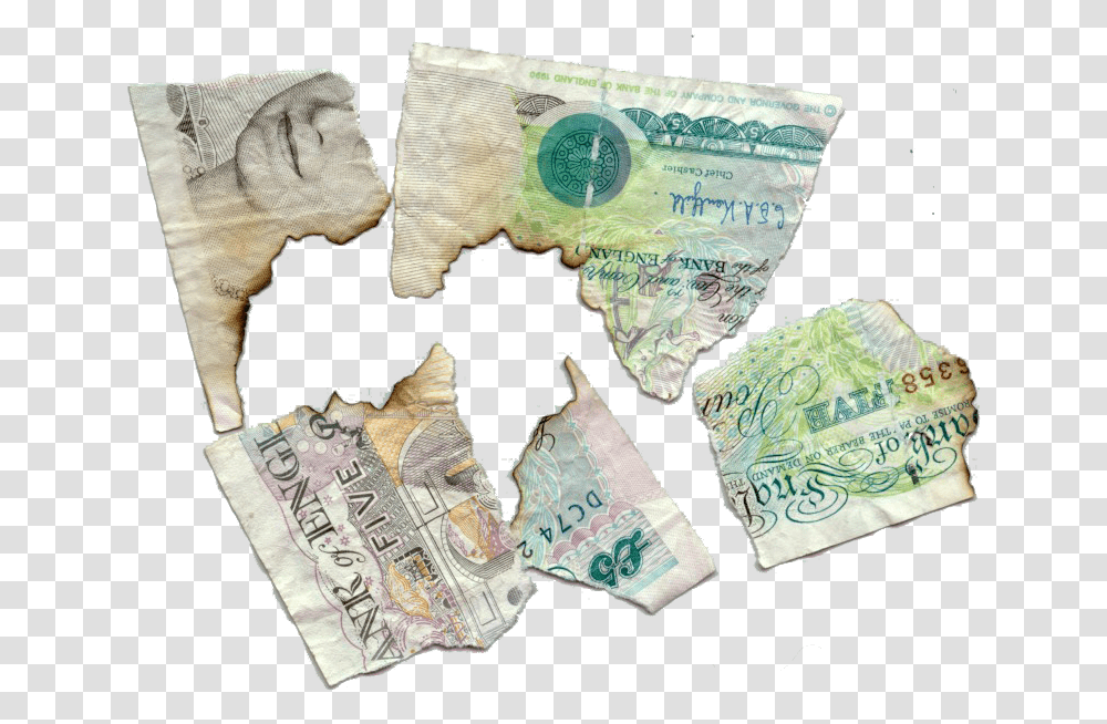 Clip Art Ripped Money Burnt 5 Pound Note, Diaper, Dollar Transparent Png
