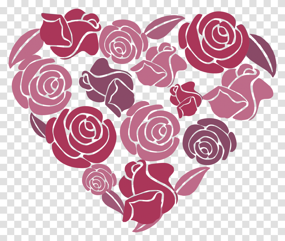 Clip Art Rose Heart Clipart Image Rose Heart Clipart, Plant, Pattern, Floral Design Transparent Png
