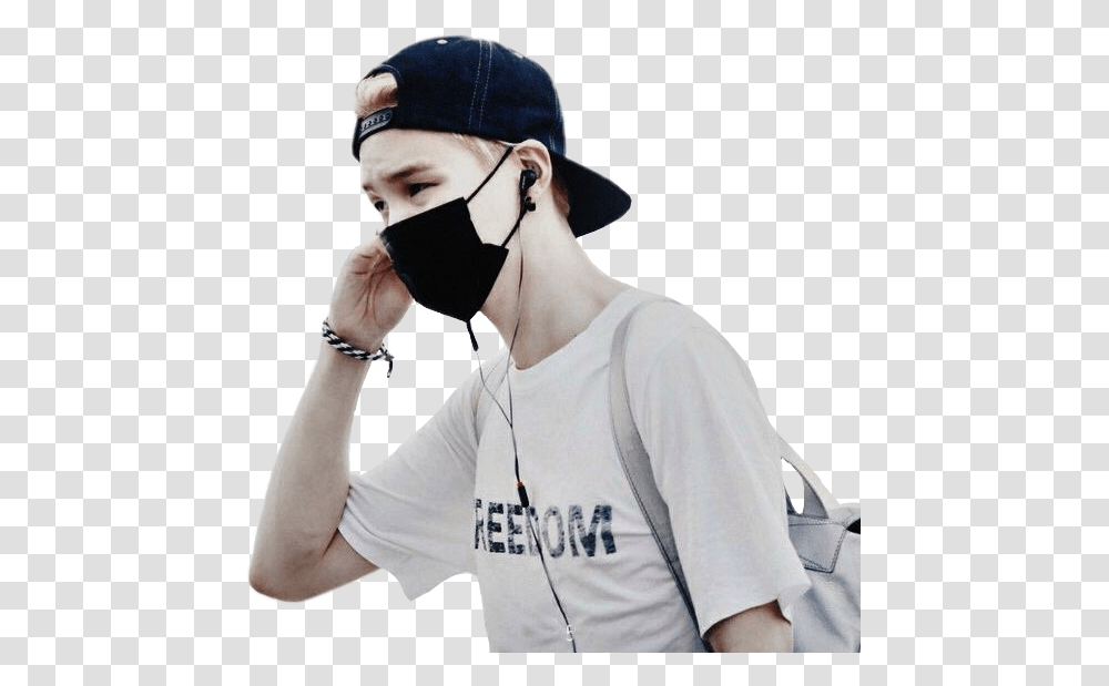 Clip Art Royalty Free Library Yoongi Agustd Bts Sticker Bts Yoongi With Headphones, Apparel, Person, Human Transparent Png