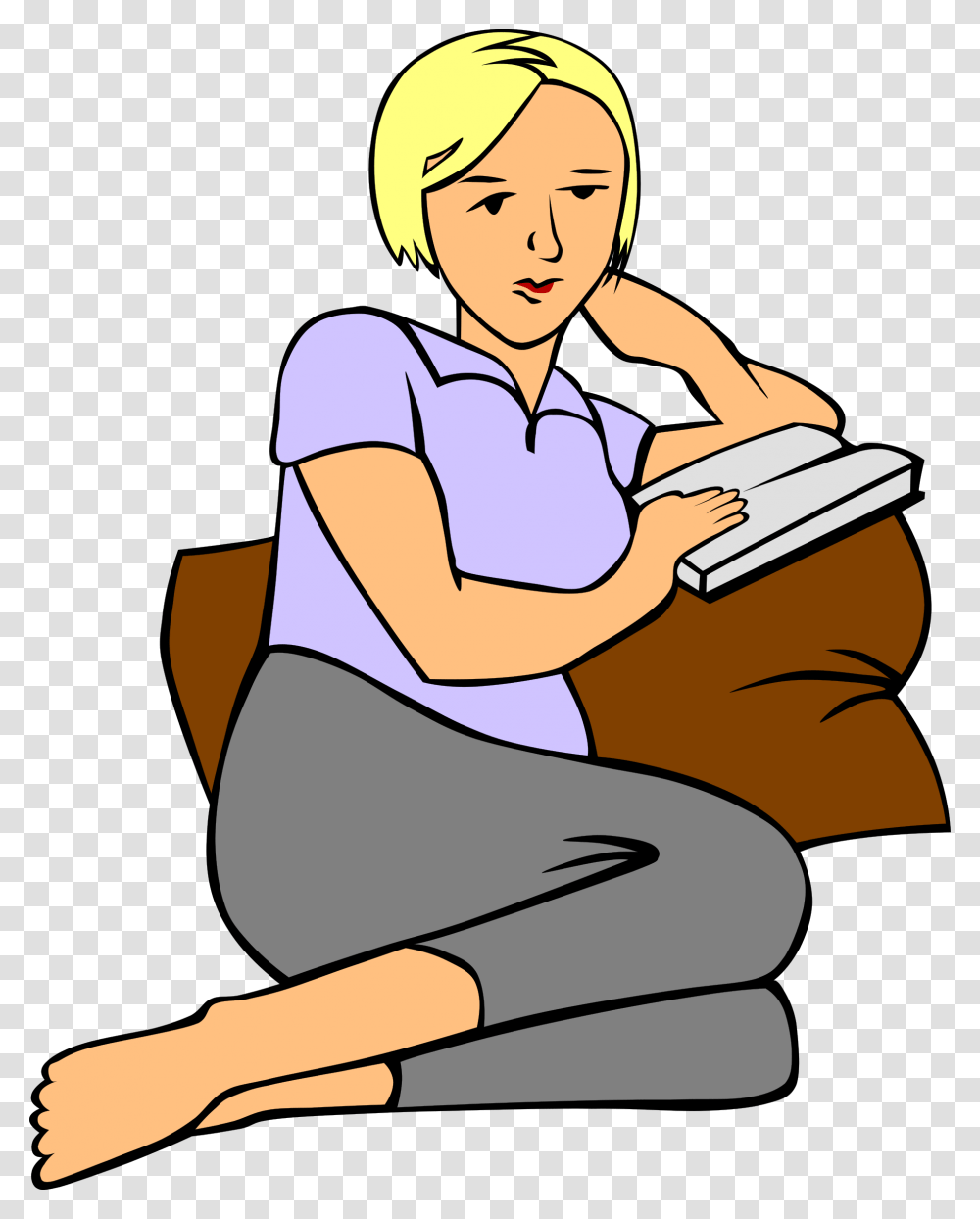 Clip Art Sick Person Huge, Human, Reading, Female, Sitting Transparent Png