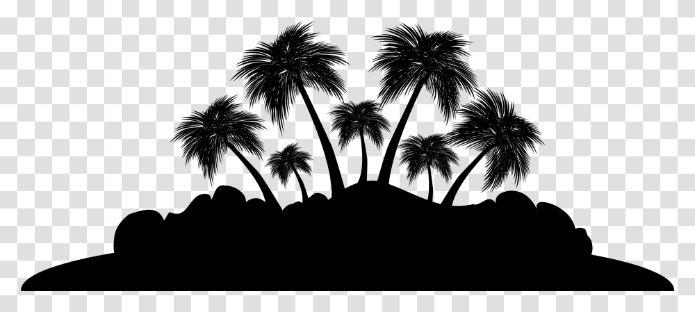 Clip Art Silhouette Beach Background Palm Tree Island Silhouette, Gray, World Of Warcraft Transparent Png