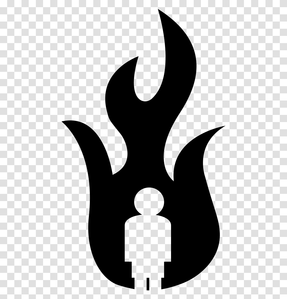 Clip Art Silhouette Character Fiction Man On Fire Icon, Stencil, Hook Transparent Png