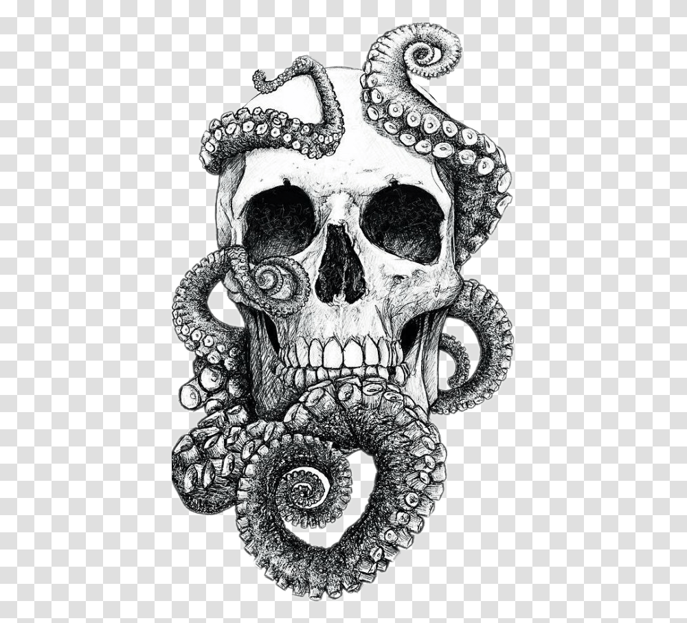 Clip Art Skull Octopus Tattoo Skull And Octopus Tattoo, Doodle, Drawing, Sketch, Sunglasses Transparent Png
