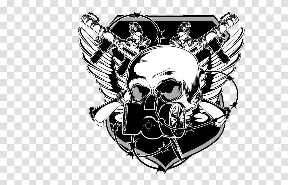 Clip Art Skull With Gas Mask Drawing Cool Images With Background, Pirate, Emblem, Logo Transparent Png