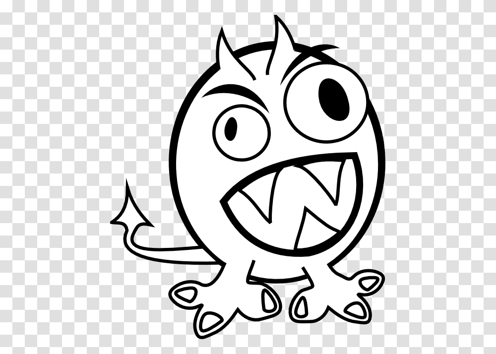 Clip Art Small Funny Angry Monster Black, Stencil, Doodle, Drawing Transparent Png