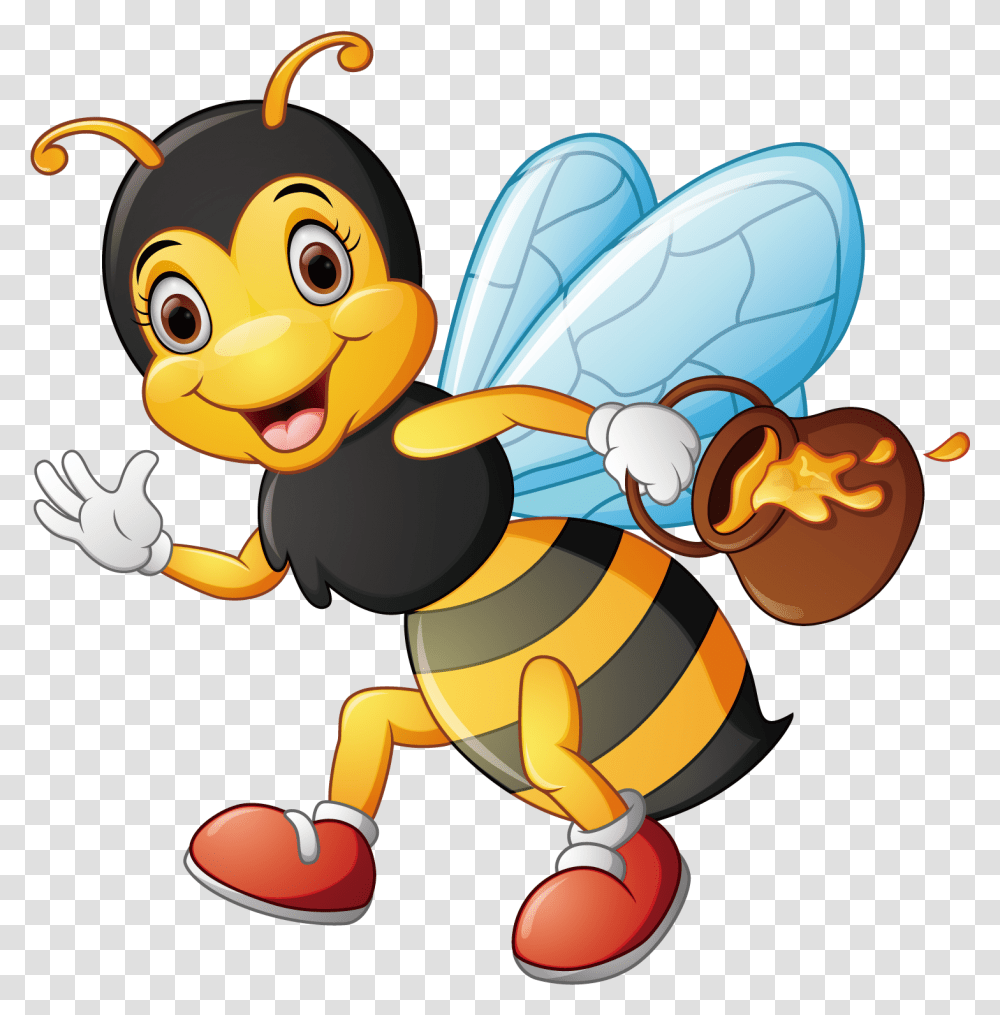 Clip Art Stock Cartoon Illustration Carrying Honey Cartoon Honey Bee, Insect, Invertebrate, Animal, Toy Transparent Png