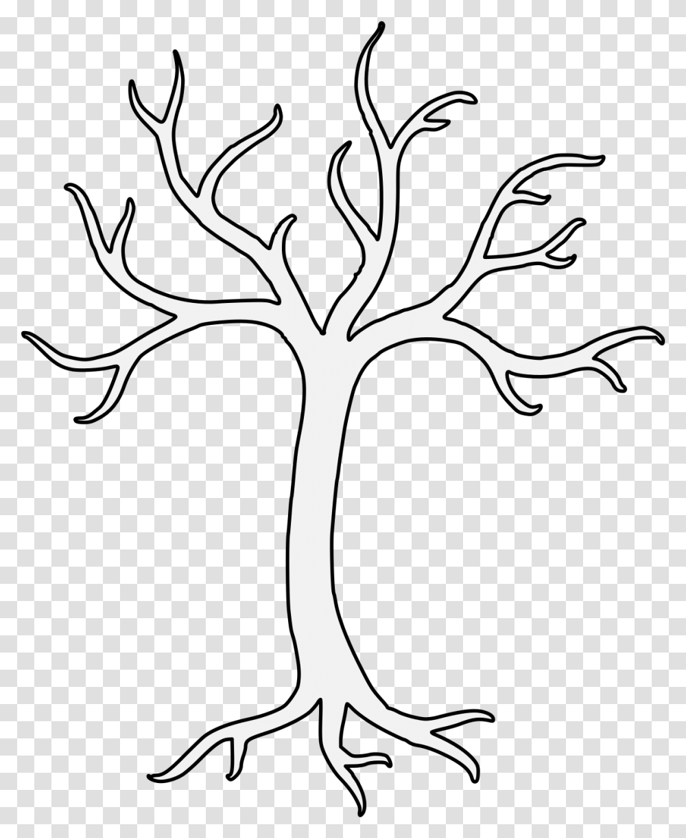 Clip Art Tree Black And White, Plant, Stencil, Antelope, Wildlife Transparent Png