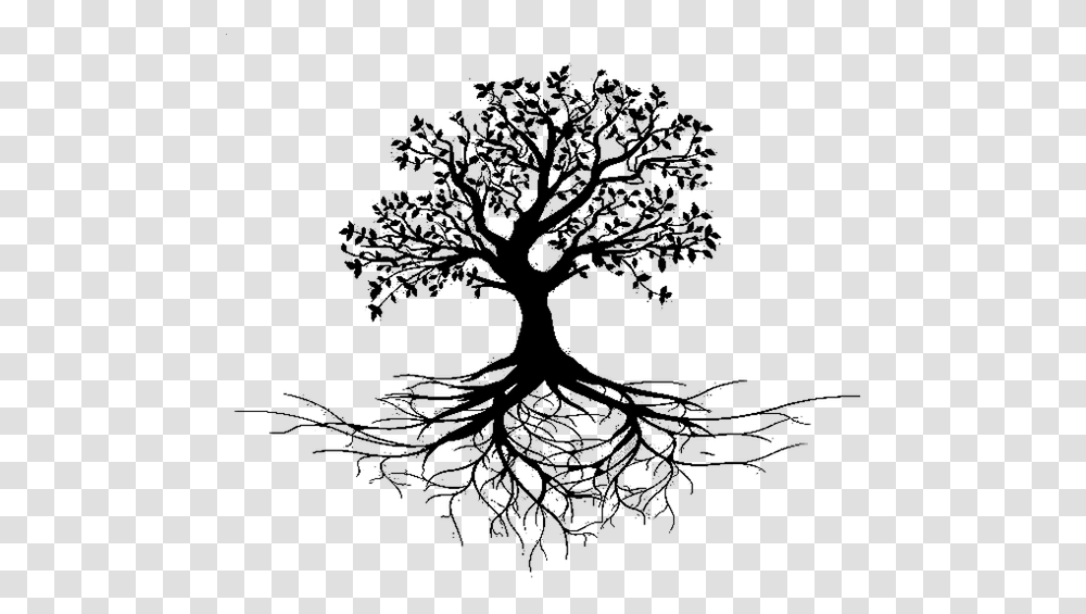 Clip Art Tree With Roots Black And White, Gray, World Of Warcraft Transparent Png