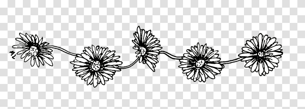 Clip Art Tumblr Border Black And White Daisy Chain, Plant, Flower, Blossom, Dahlia Transparent Png