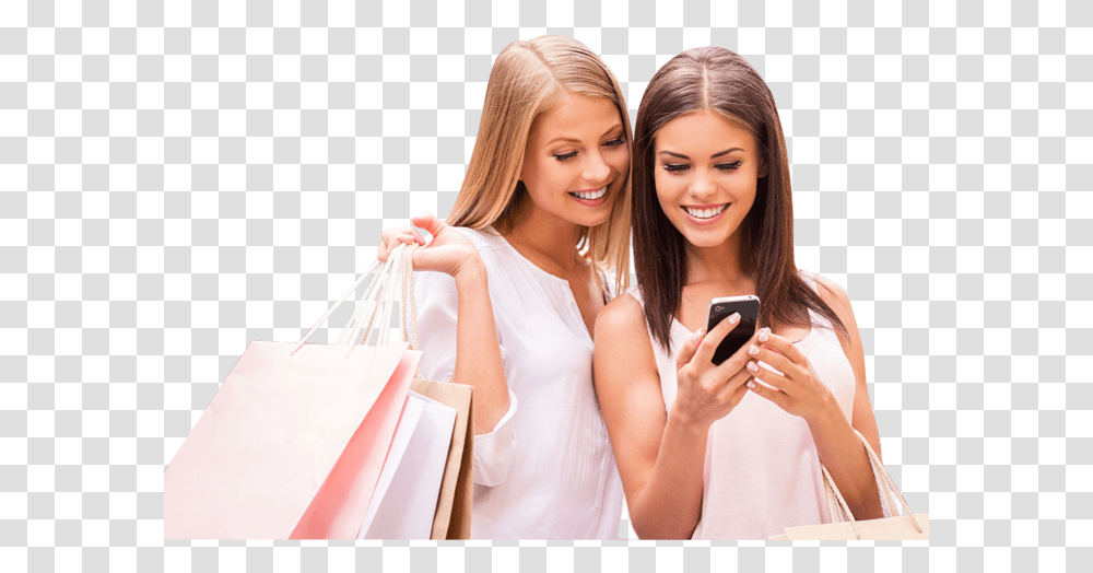 Clip Art Two Happy Shopping Woman Happy Shopping Girl, Person, Human, Mobile Phone, Electronics Transparent Png