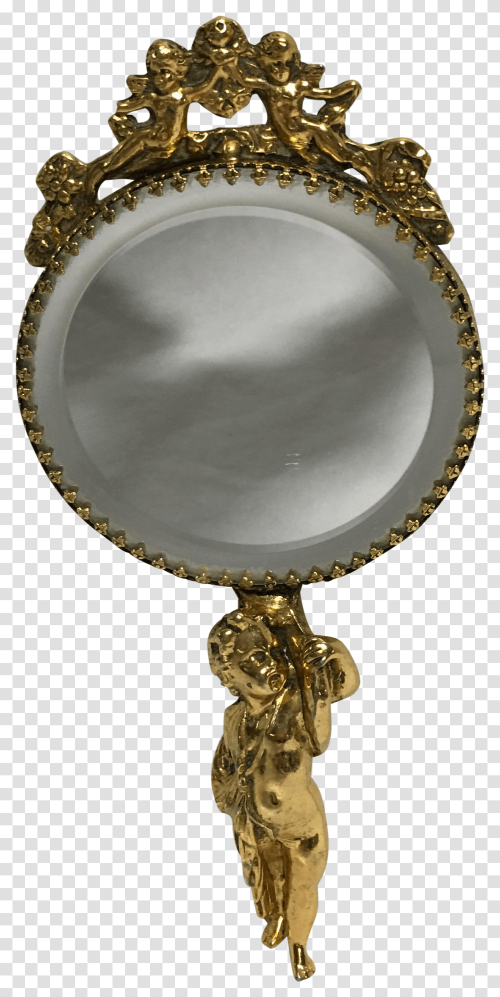 Clip Art Vintage Goldtone Cherub Chairish Antique, Mirror, Glass, Lamp Transparent Png