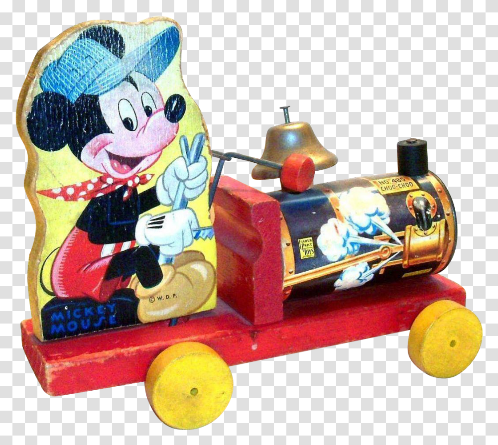 Clip Art Vintage Mickey Mouse Choo Vintage Mickey Ona Train, Toy, Vehicle, Transportation, Tire Transparent Png